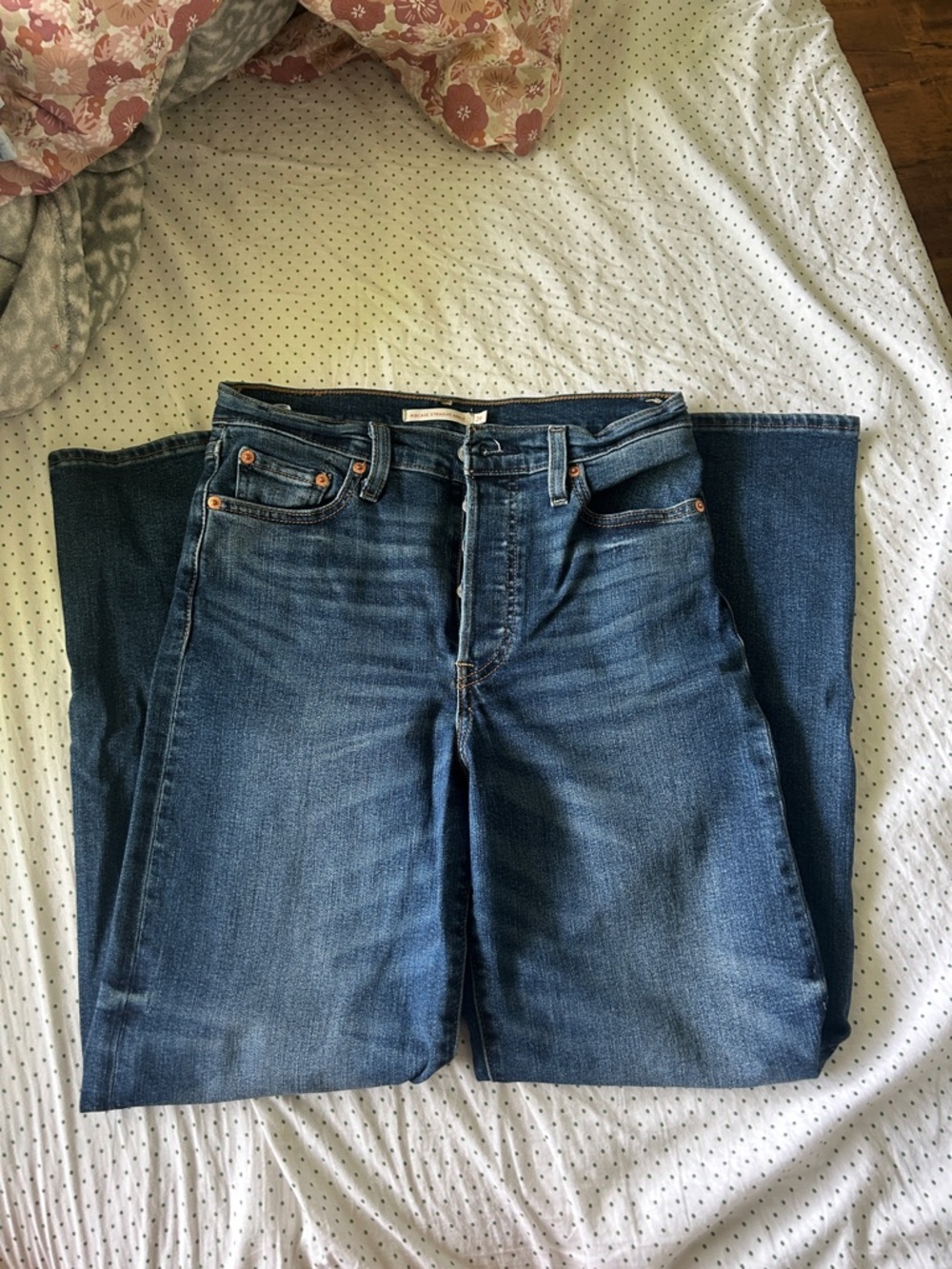 Levi's Ribcage Straight Ankle Dark Blue Denim Jeans